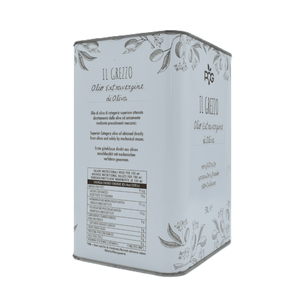 Olio Extravergine di Oliva Il Grezzo 3L retro