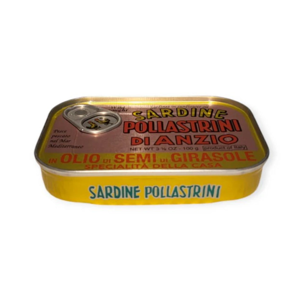Sardine Olio Girasole Pollastrini 100g lato