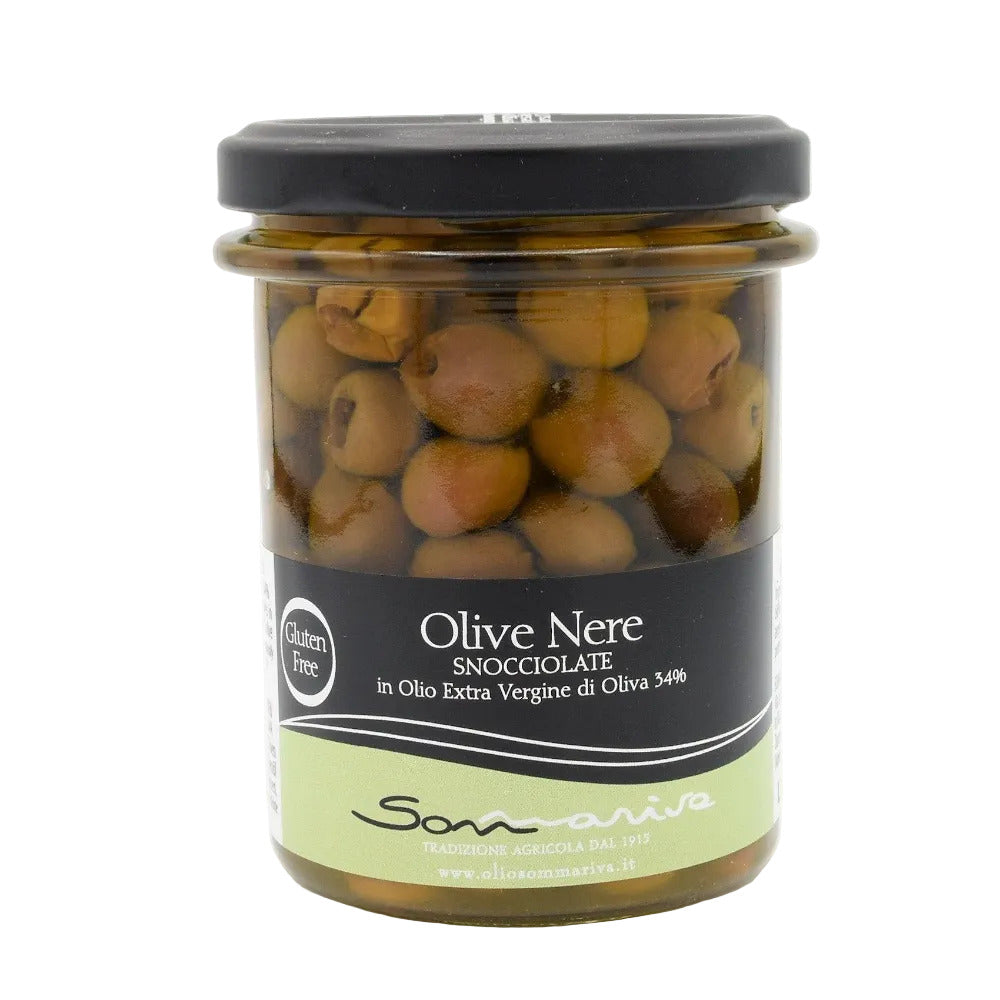 Olive nere snocciolate in olio evo Sommariva 180g