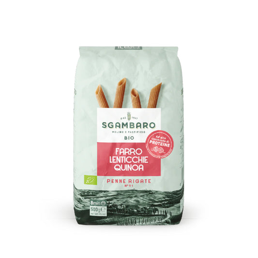Penne rigate al farro, lenticchie, quinoa di Sgambaro 500g