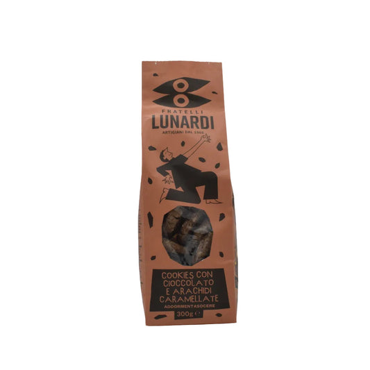 Cookies con Cioccolato e Arachidi Caramellate Addormentasocere Fratelli Lunardi 300g fronte