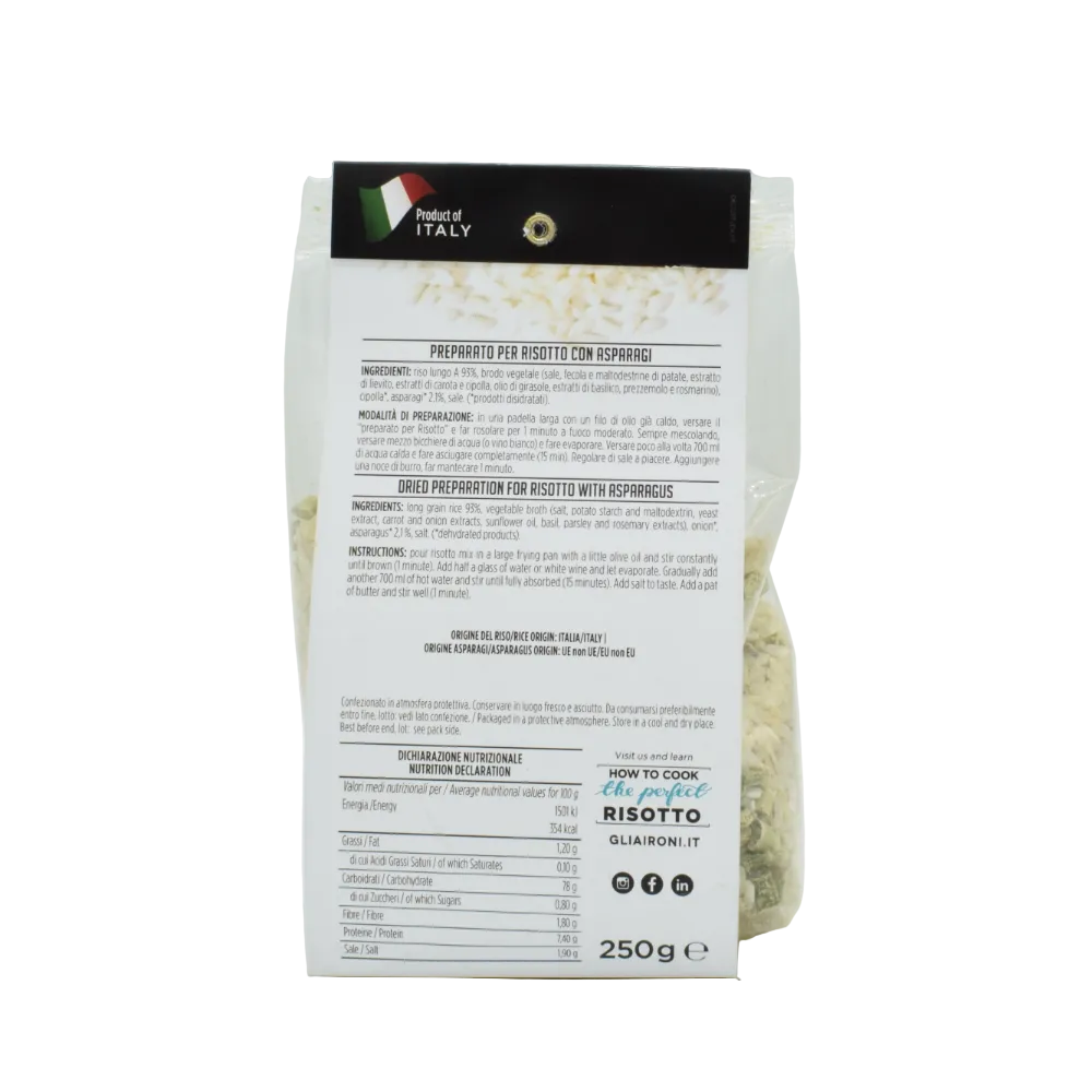 Risotto agli Asparagi Gli Aironi 250g retro