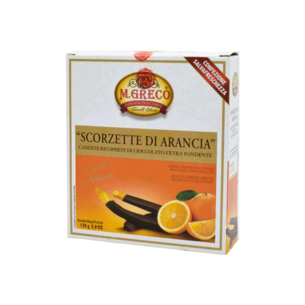 Scorzette di Arancia Ricoperte di Cioccolato Fondente M. Greco 170g