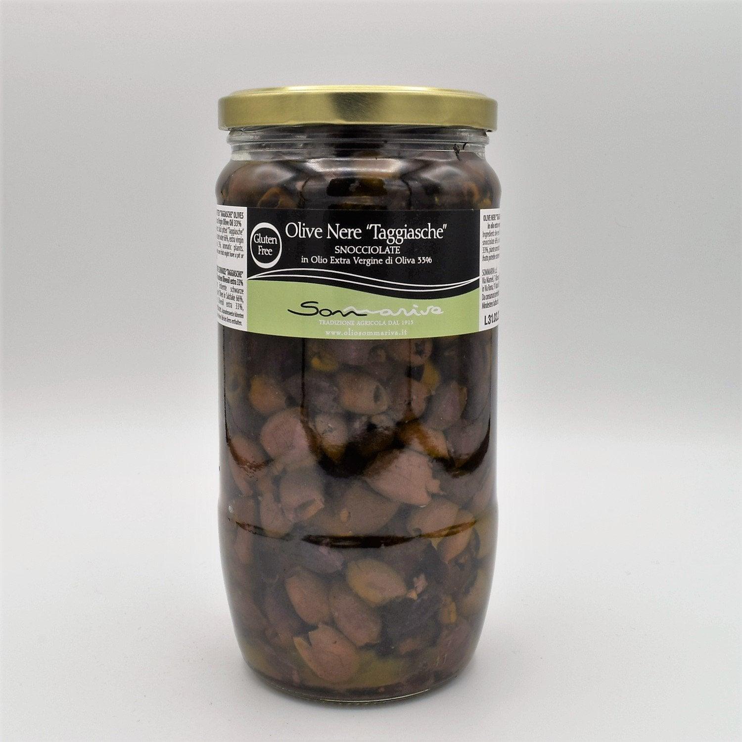 Olive nere taggiasche snocciolate in olio evo Sommariva 730g